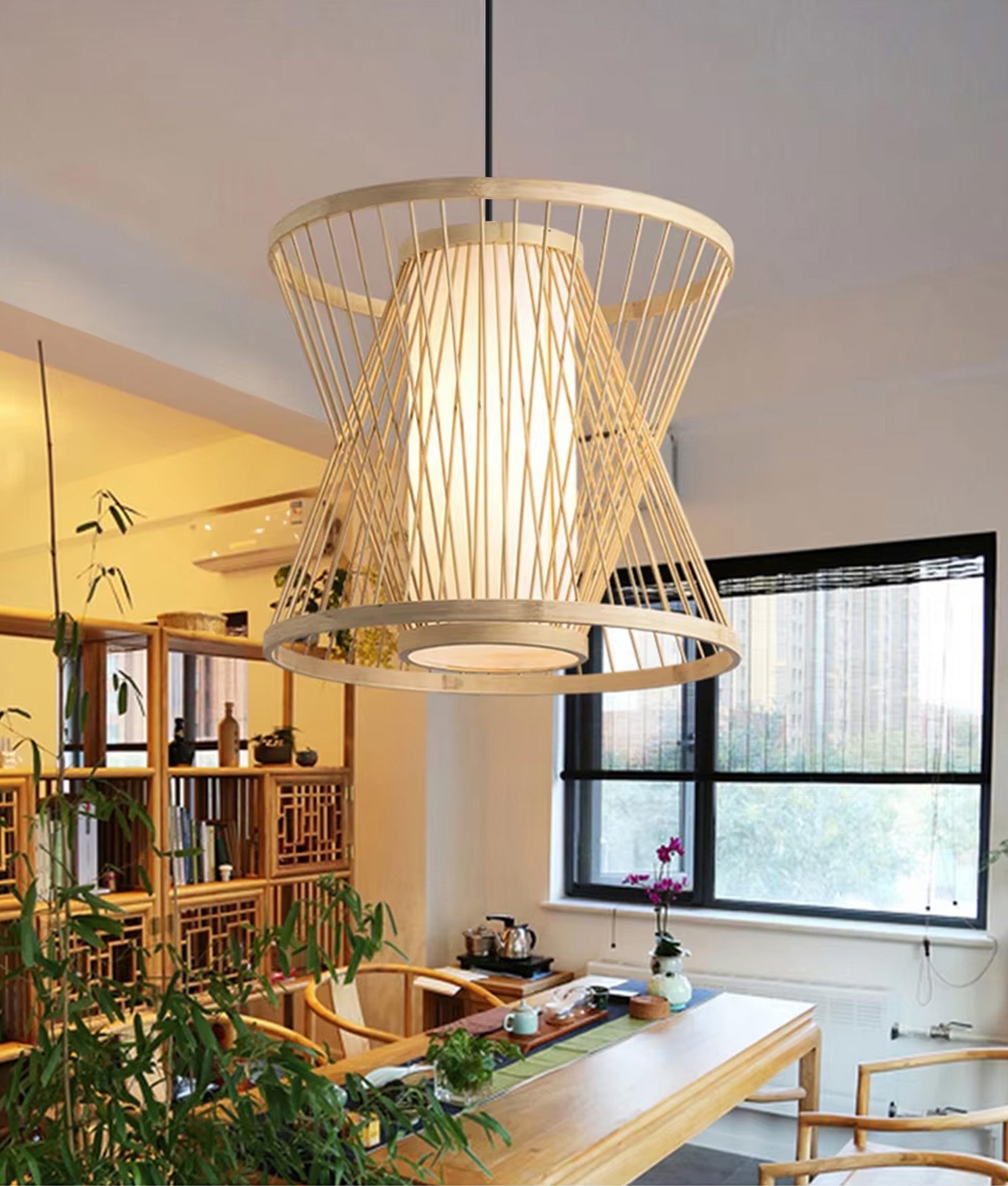 Lampa Wisząca Bambusowa APP1630-1CP  5