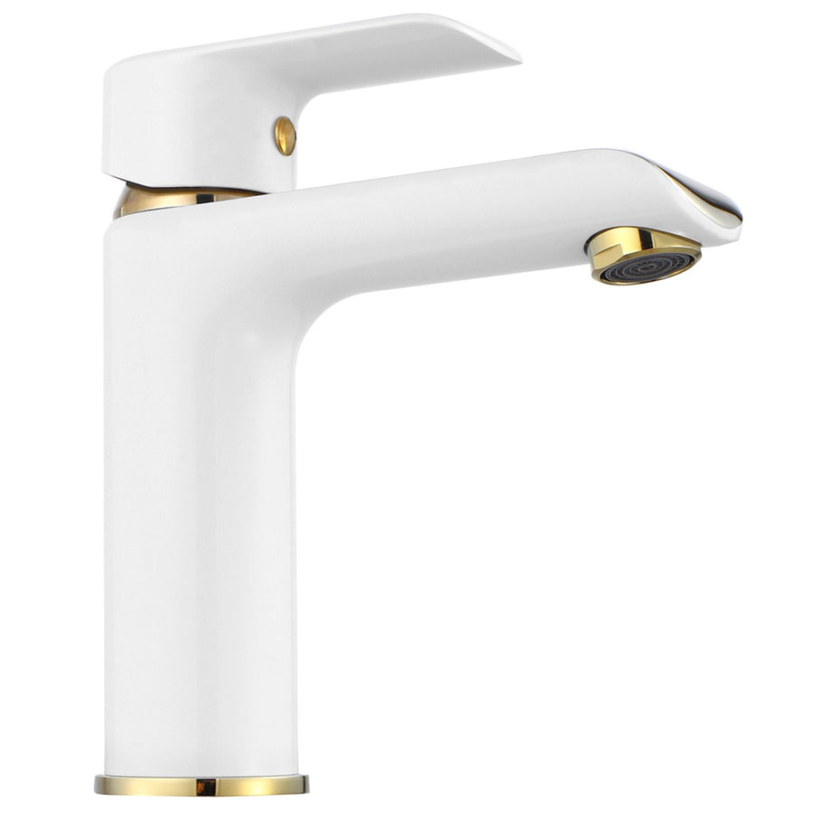 Bateria Umywalkowa REA BLOOM Biało Złota White Gold Niska