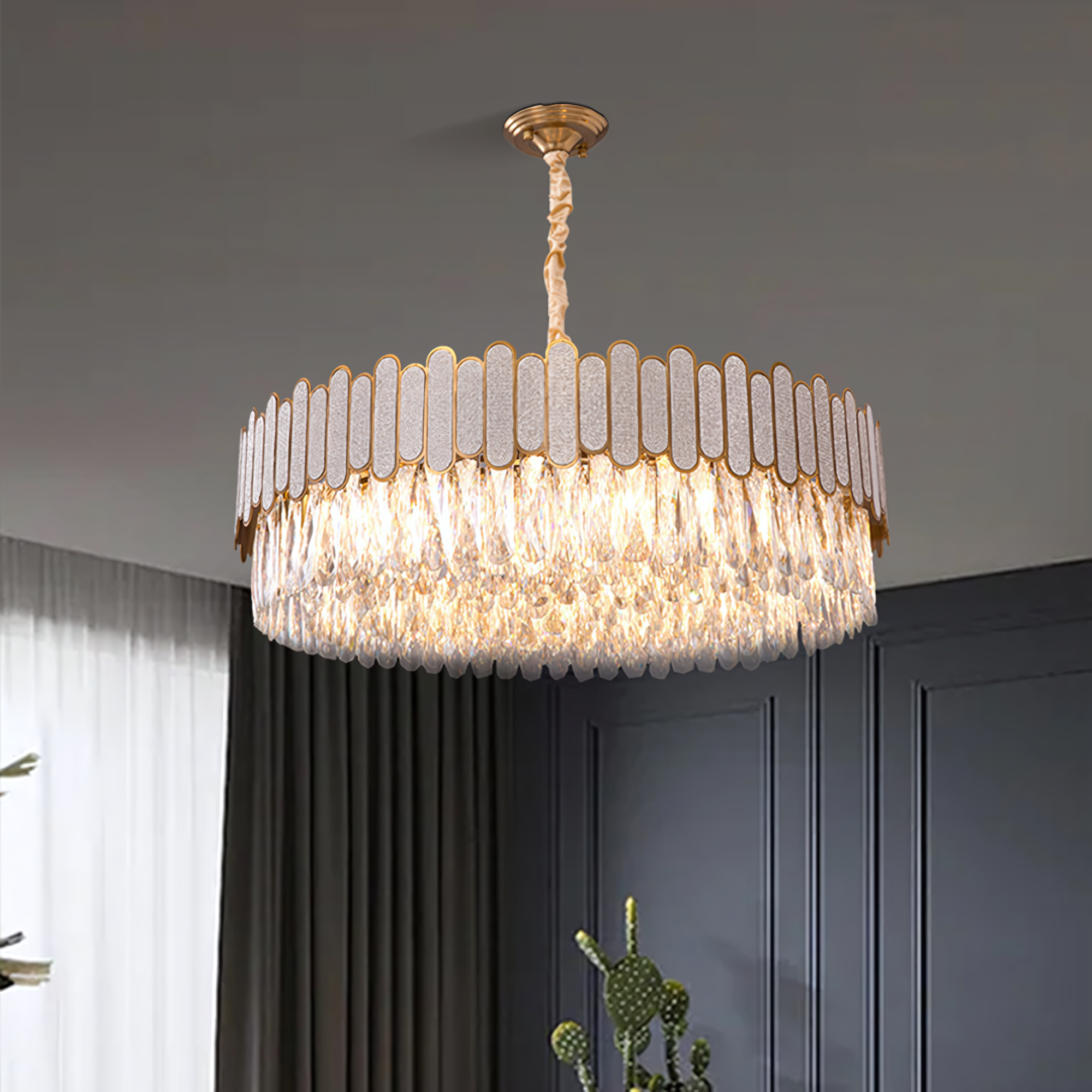 Lampa sufitowa wisząca APP1747-8CP 60 cm Złota  8
