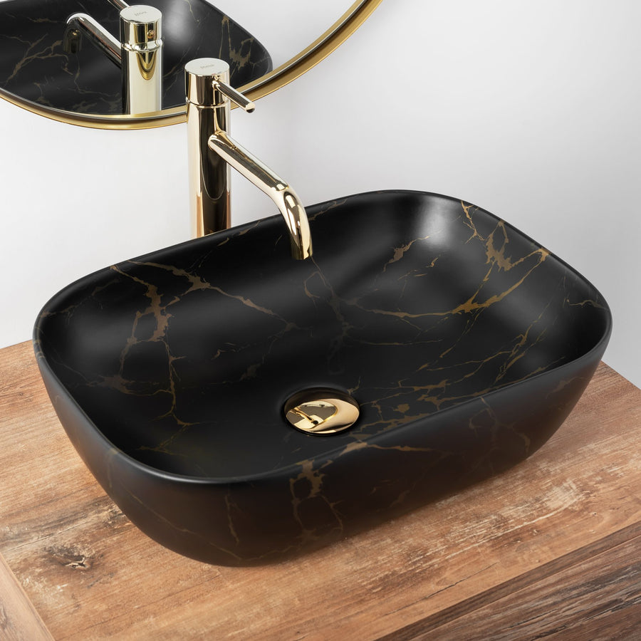 Umywalka nablatowa Rea Belinda Black Marble Mat