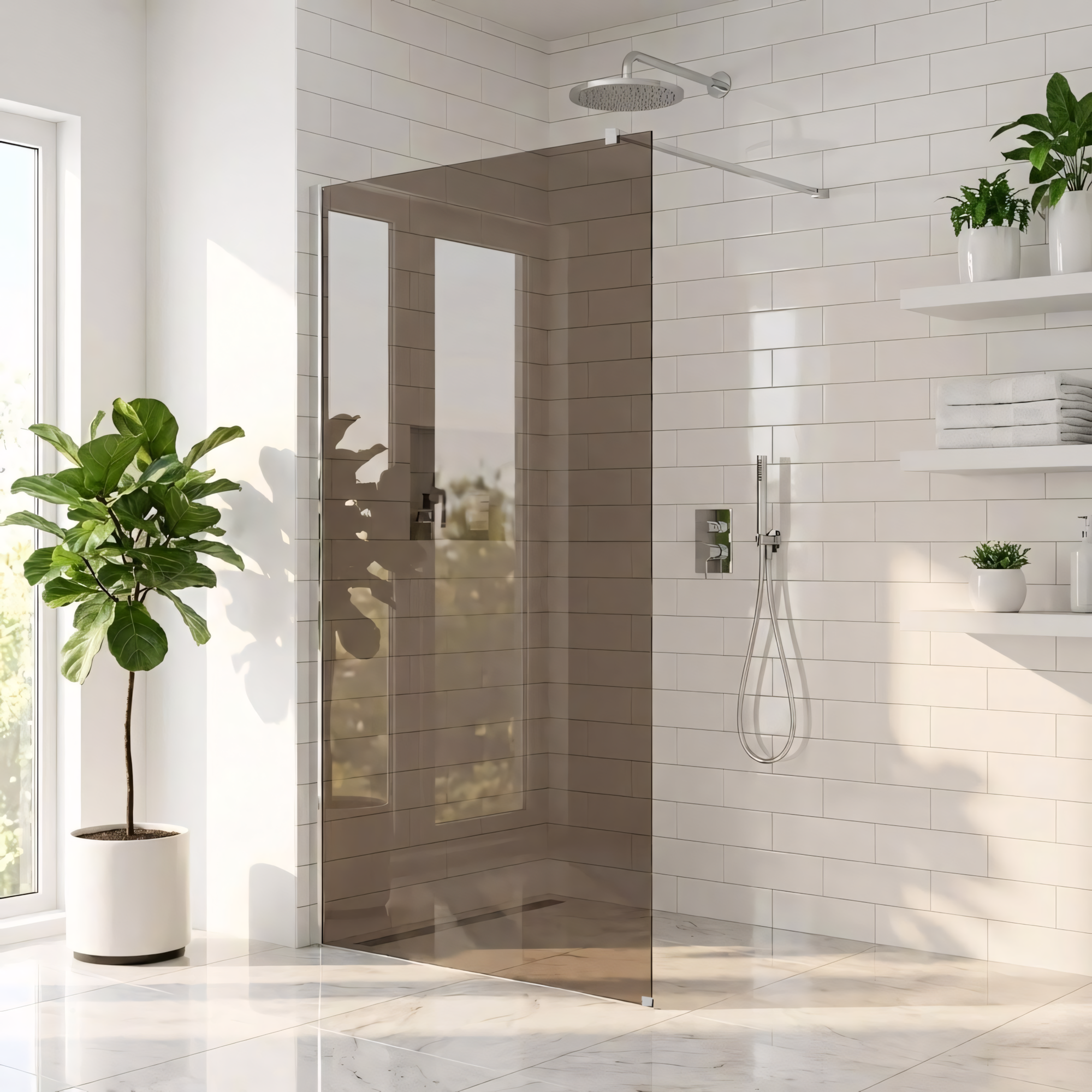 Kabina prysznicowa Walk-In Rea Flexi Brown / Chrome 80  2