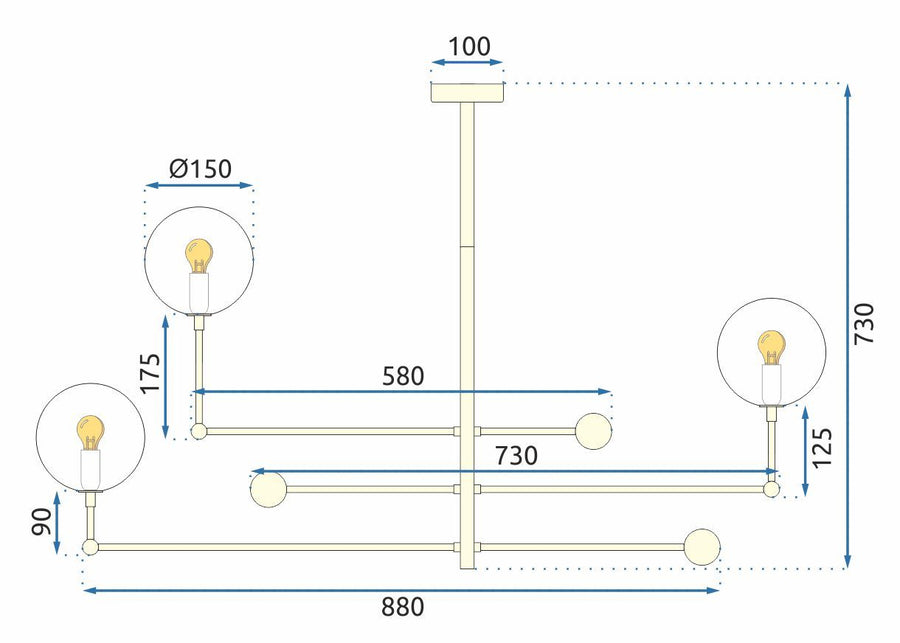 Lampa Wisząca Szklane Kule 6 szt APP919-6CP Złota