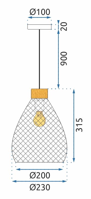 Lampa Sufitowa Szklana Retro  APP897-1CP Czarna
