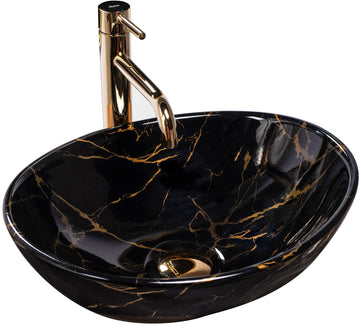 Umywalka nablatowa Rea Sofia Black Marble Shiny  1