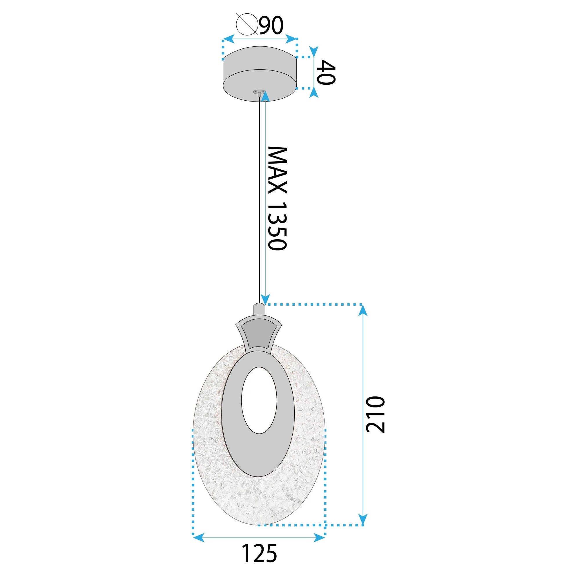 Lampa Wisząca Kryształowa Led Lhj109-1cp Jasne Różowe Złoto  5