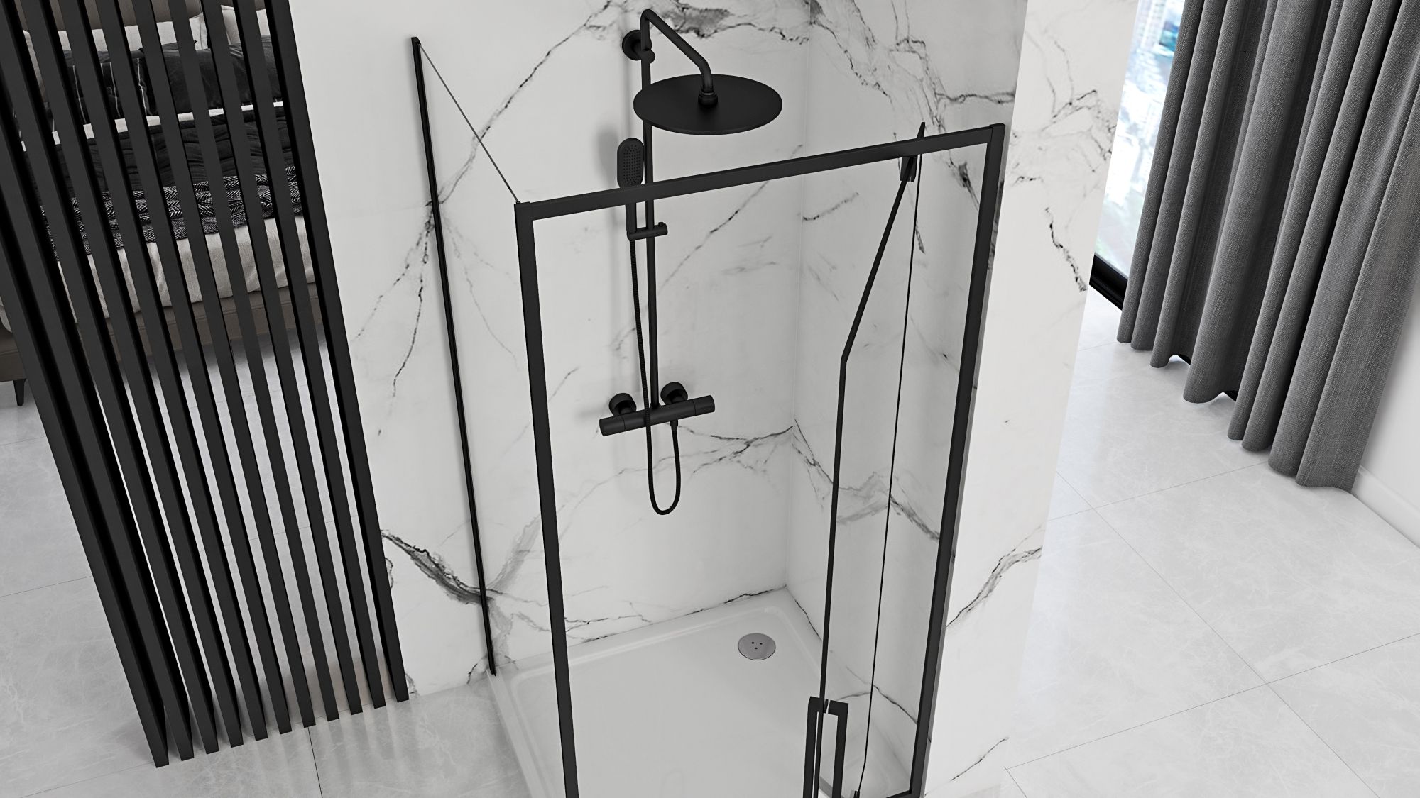 Kabina Prysznicowa Narożna Rea Rapid Swing Black 90x100