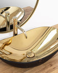 Umywalka nablatowa Rea Royal in Gold marble black mat