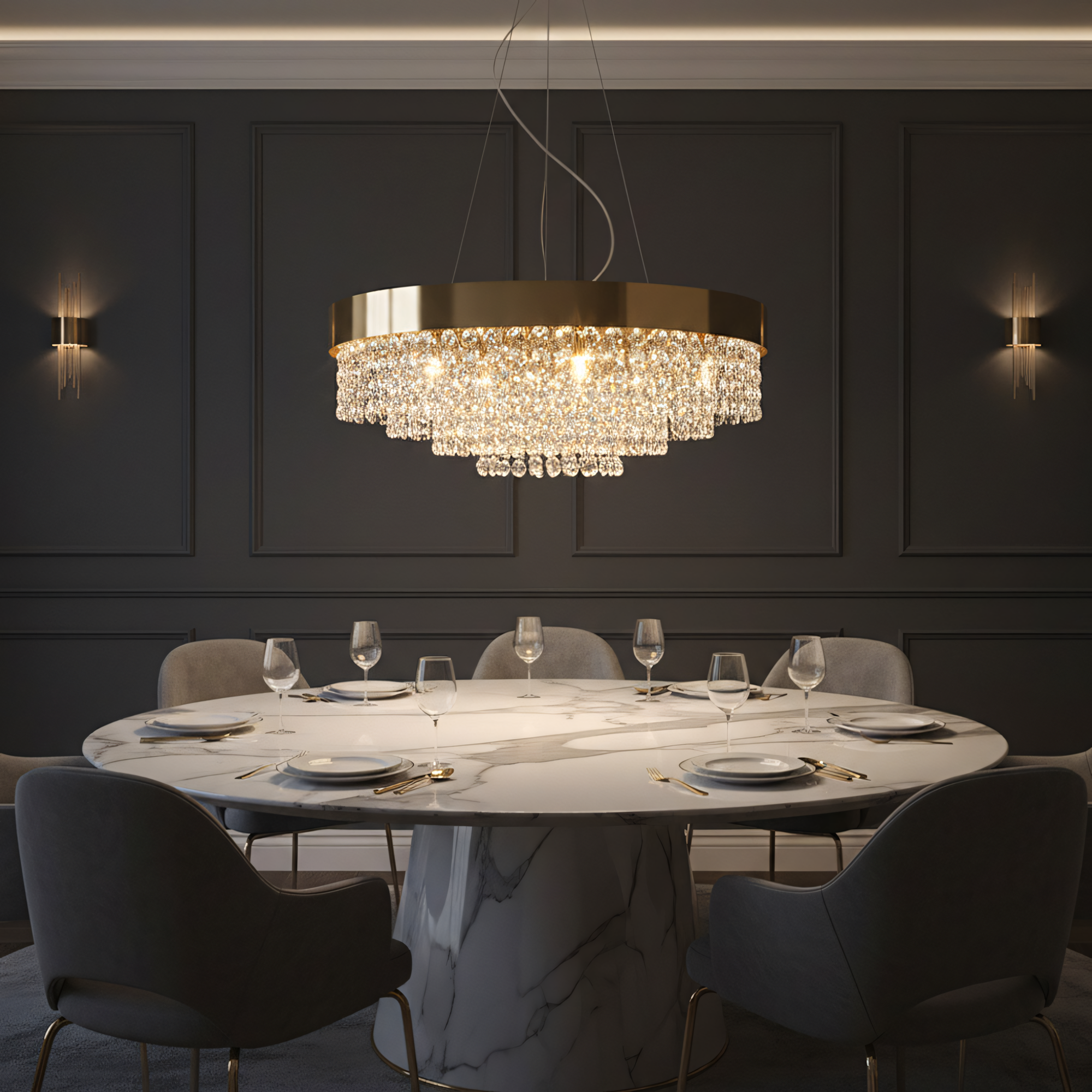 Lampa sufitowa wisząca APP1787-16CP 60 cm Złota  4