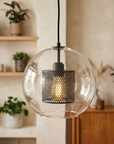 Lampa wisząca szklana loft APP558-1CP 25cm czarna  2