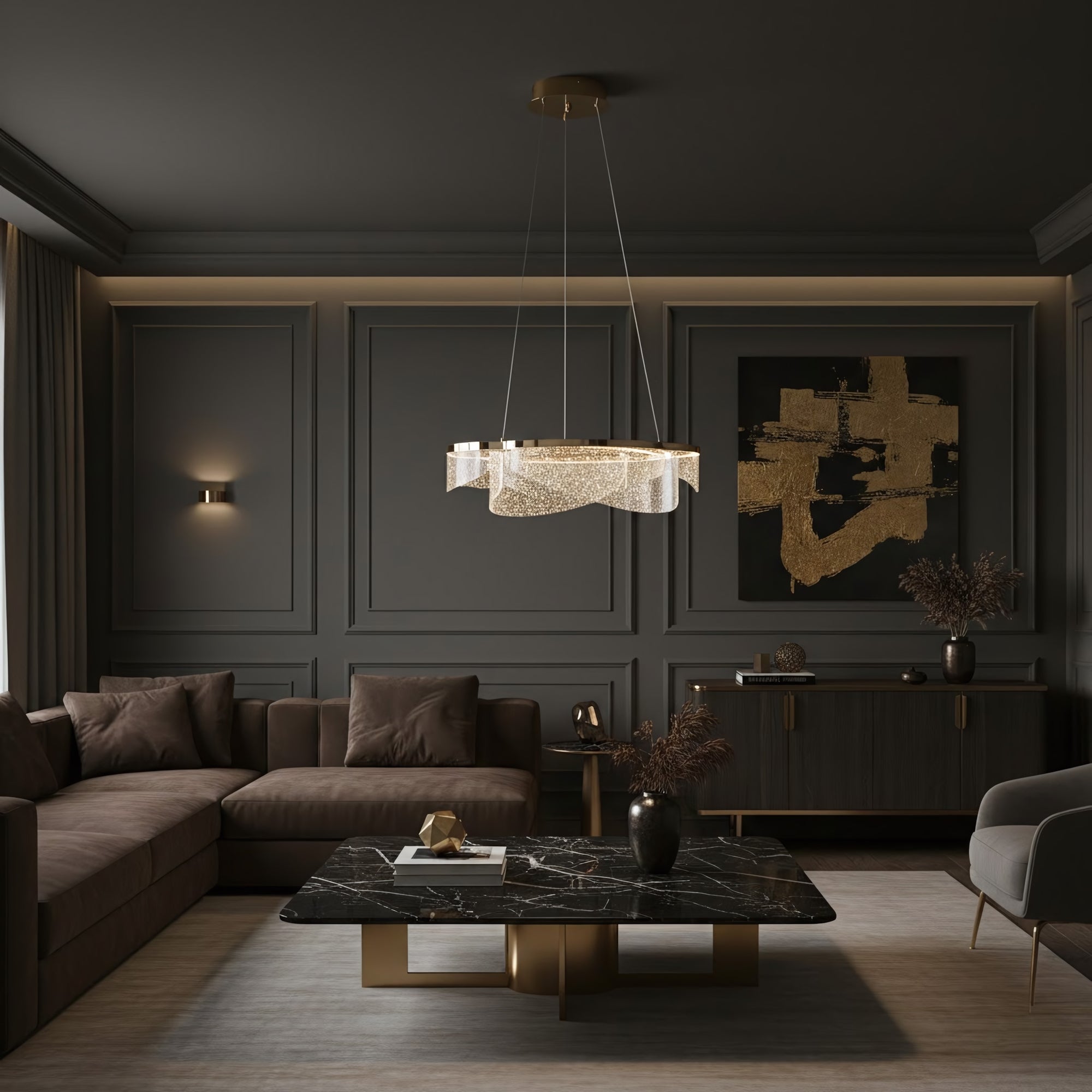 Lampa Sufitowa Wisząca Led G138-cp 50cm Złota  6