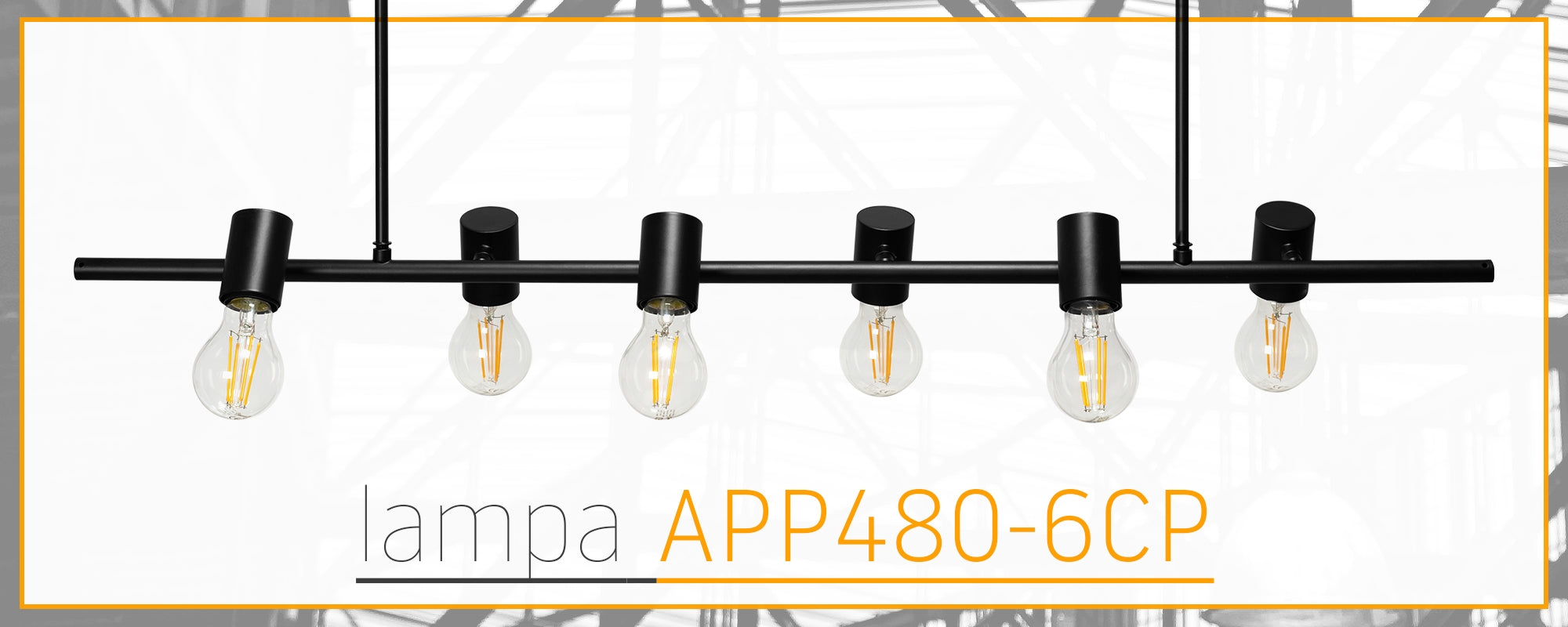 Lampa Sufitowa Metalowa Industrial APP480-6CP Czarna  5