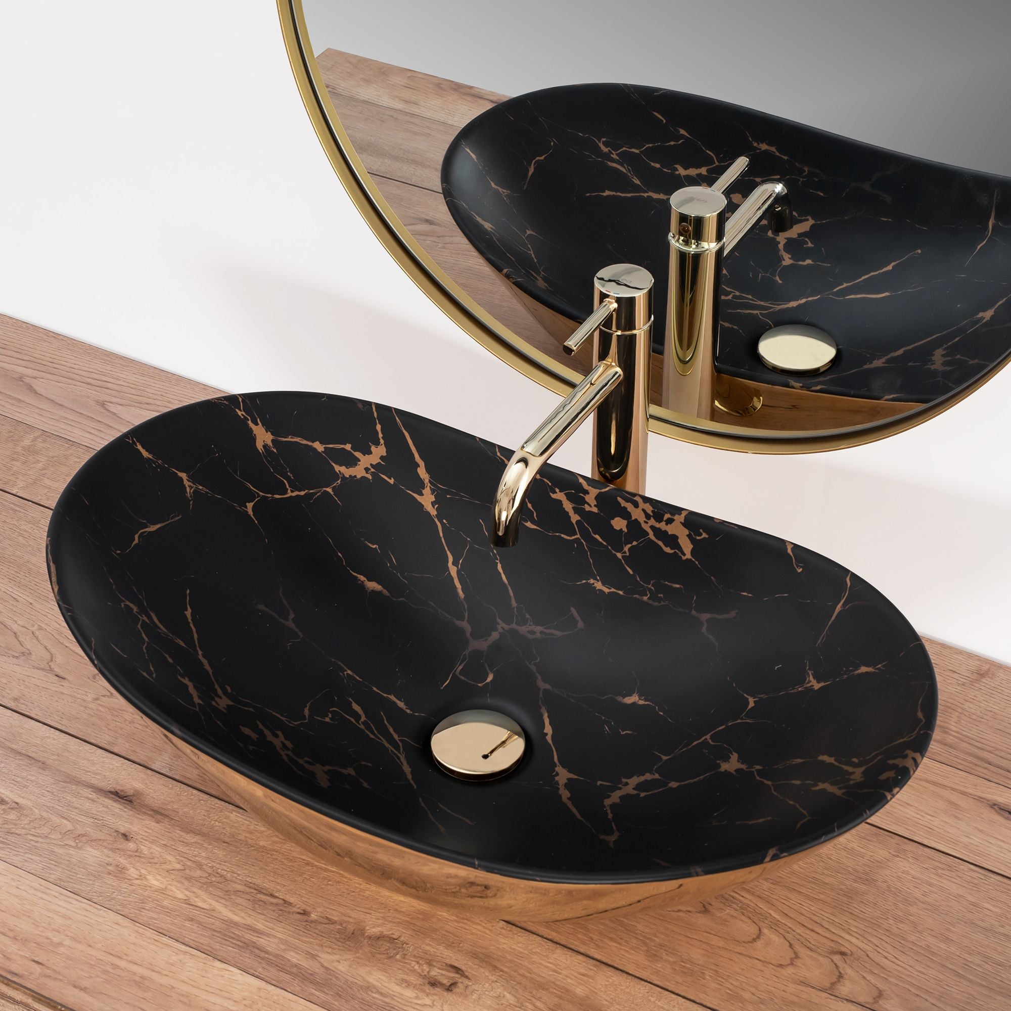 Umywalka nablatowa REA Royal In Black Marble Gold