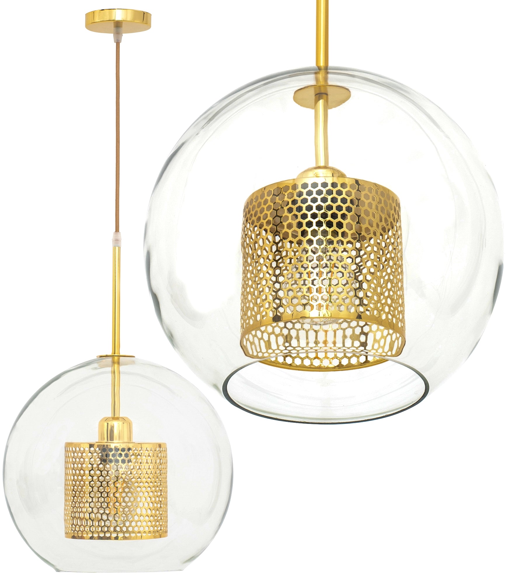 Lampa wisząca szklana loft APP556-1CP 30cm ZŁOTa  1
