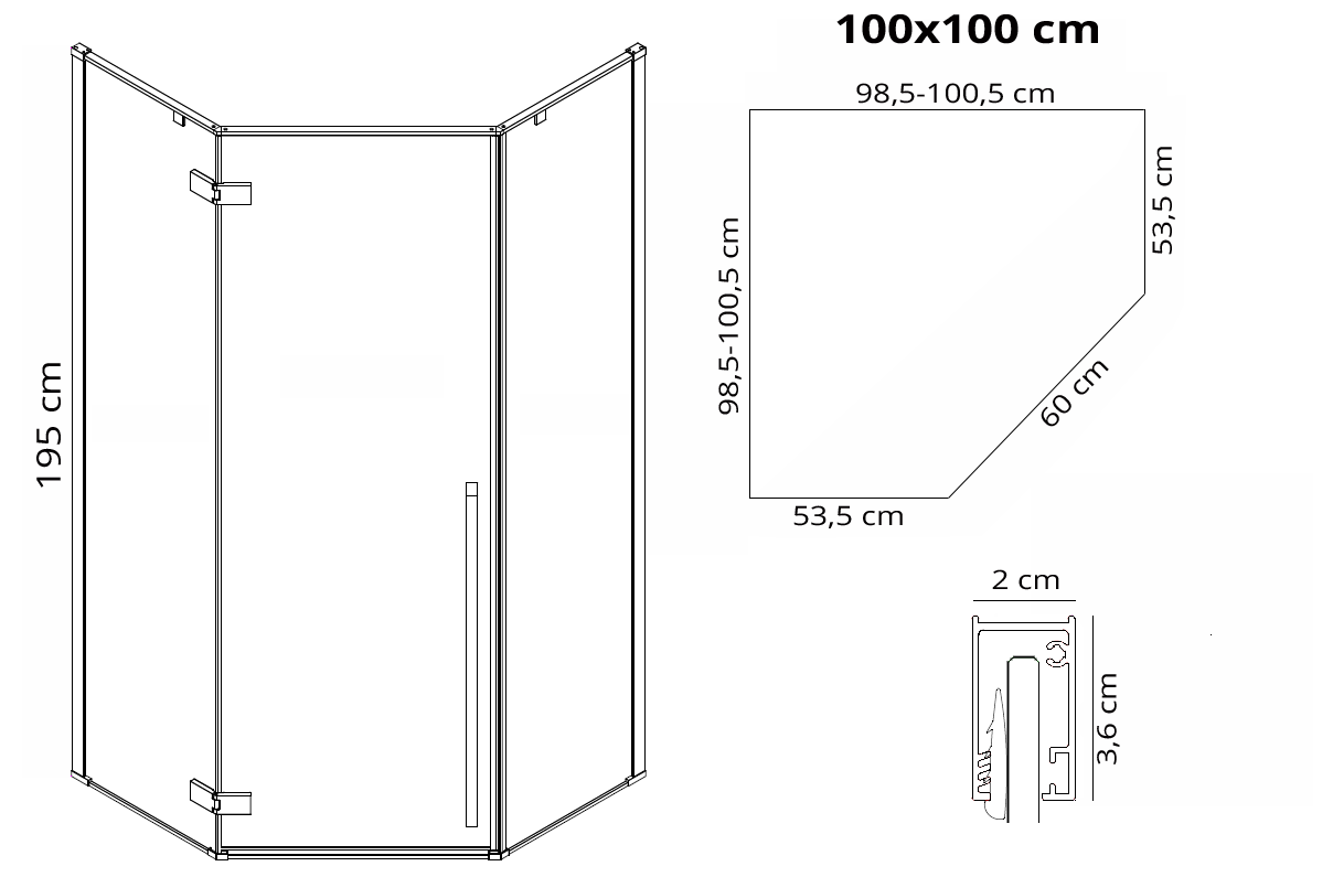 Kabina prysznicowa Rea DIAMOND 100x100 BLACK MAT