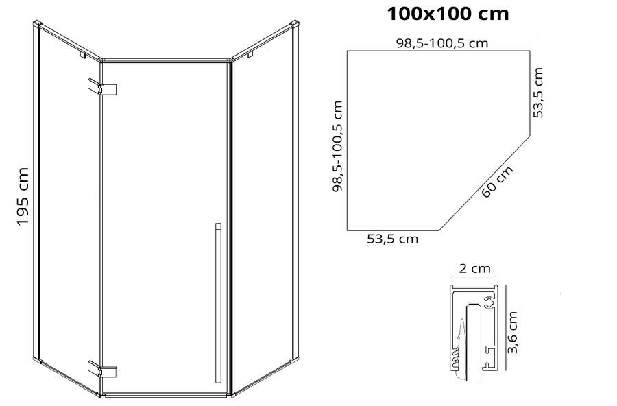Kabina prysznicowa Rea DIAMOND 100x100 BLACK MAT