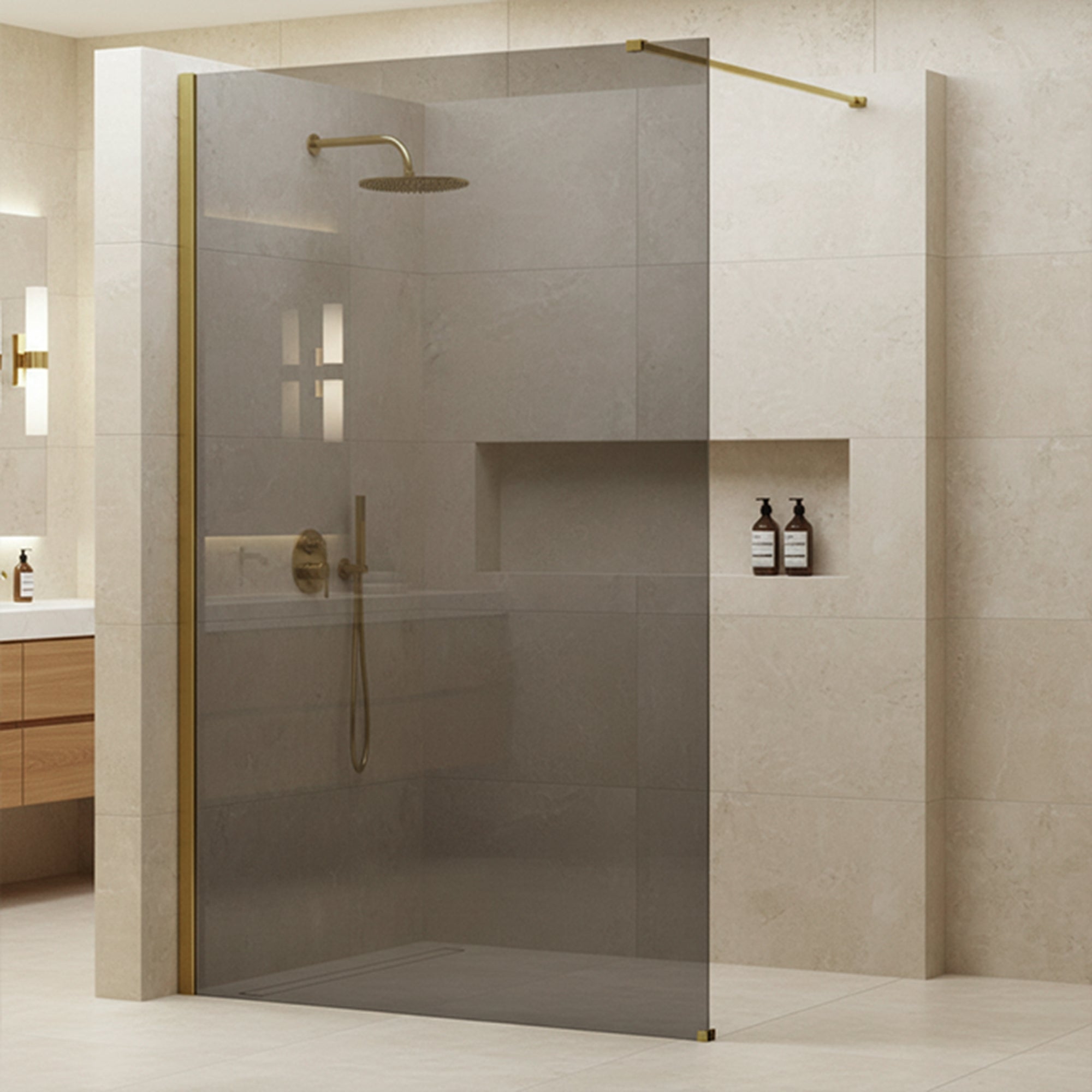 Kabina prysznicowa Walk-In Rea Flexi Grey / Gold 80  2