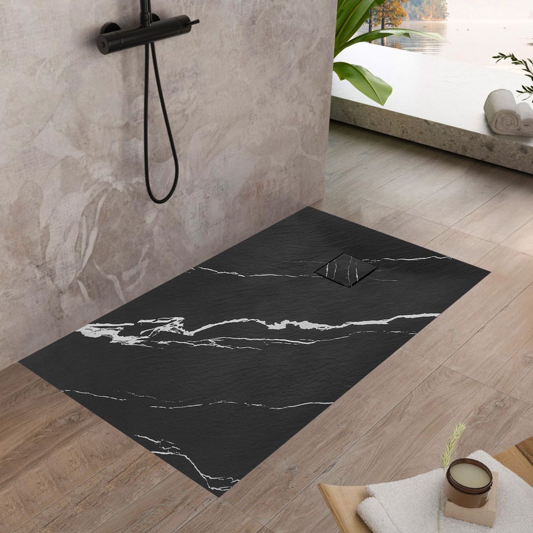 Brodzik prysznicowy Magnum CARRARA BLACK 90x120