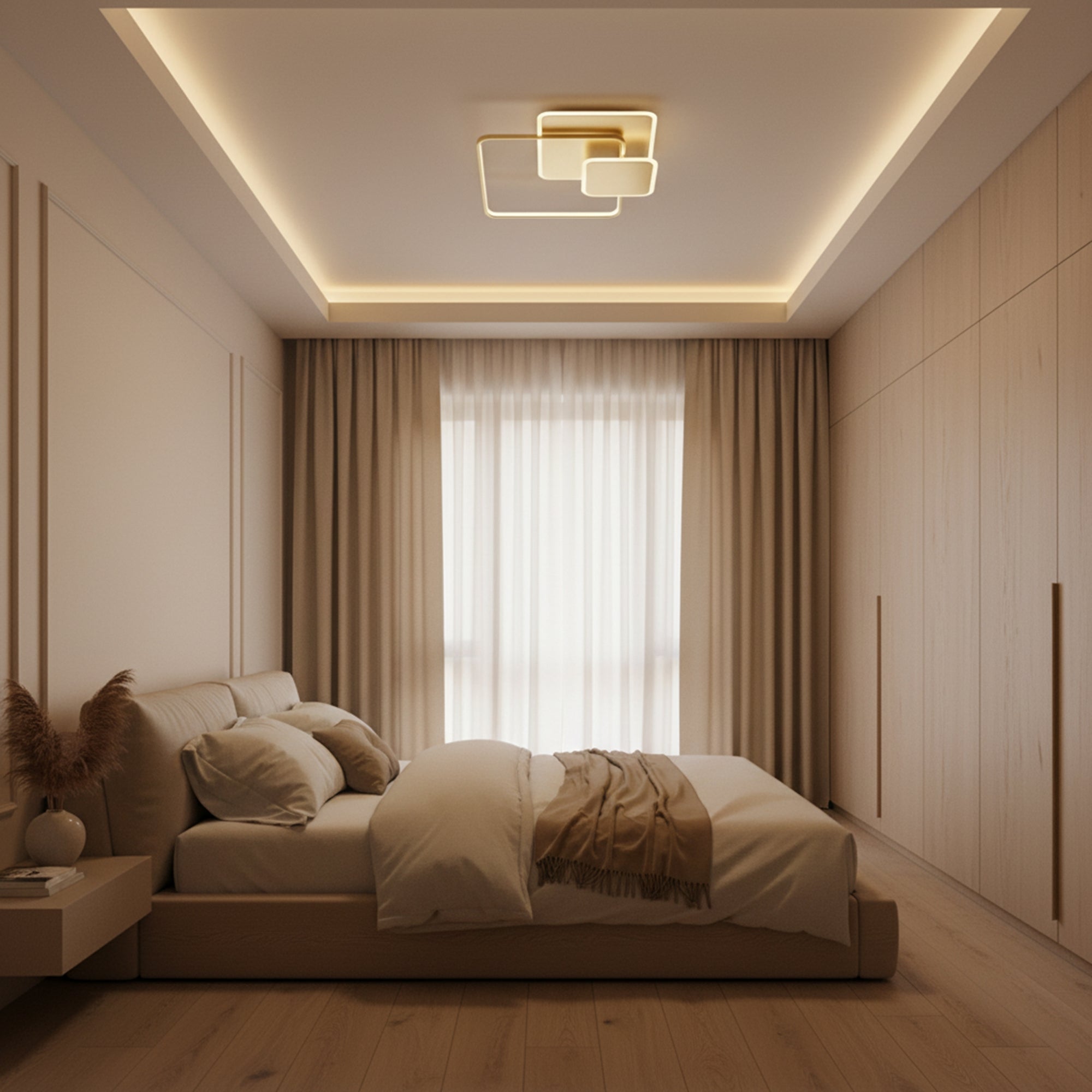 Lampa sufitowa APP1713-C plafon LED ZŁOTA + pilot  2