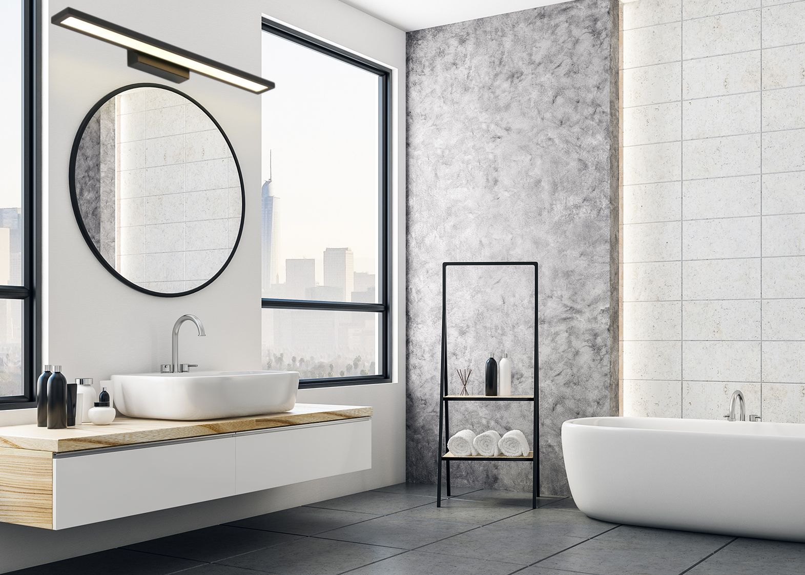 KINKIET ŁAZIENKOWY LED 60CM APP840-1W FLAT BLACK
