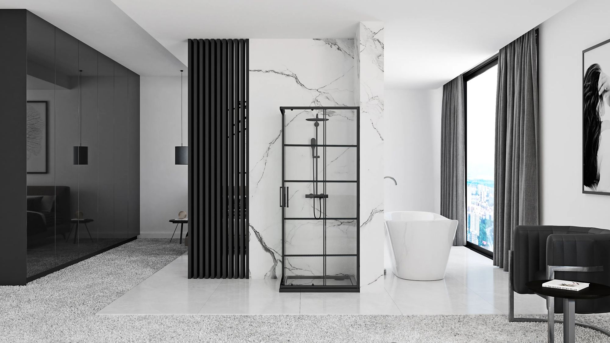 Kabina prysznicowa Rea Concept Black 90x90