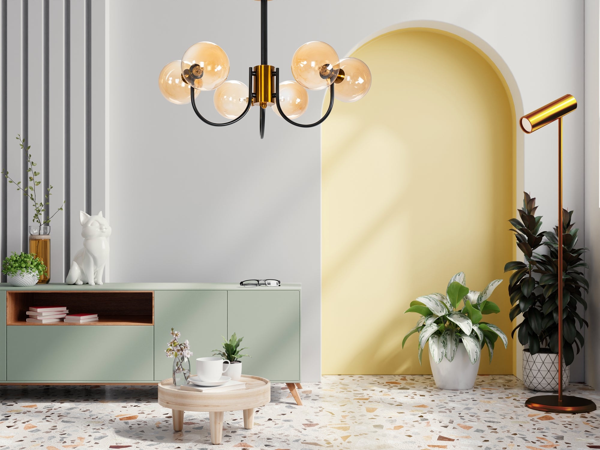 Lampa Sufitowa Wisząca Szklana APP1120-6CP  Złota  6