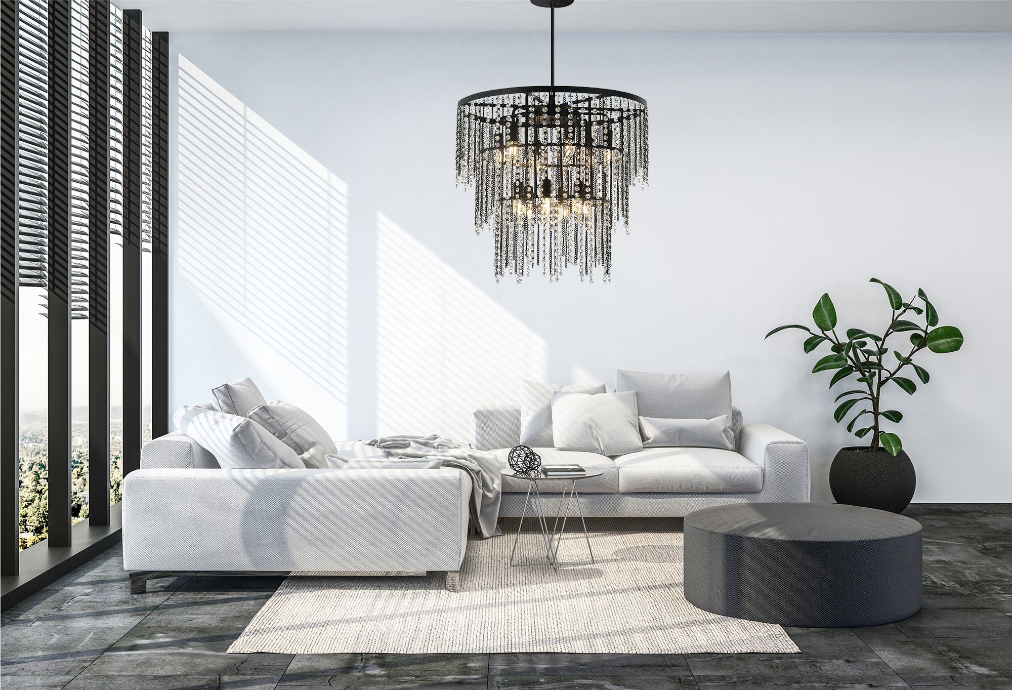 Lampa kryształowa wisząca APP1314-CP Czarna