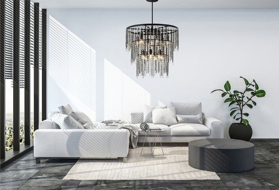 Lampa kryształowa wisząca APP1314-CP Czarna