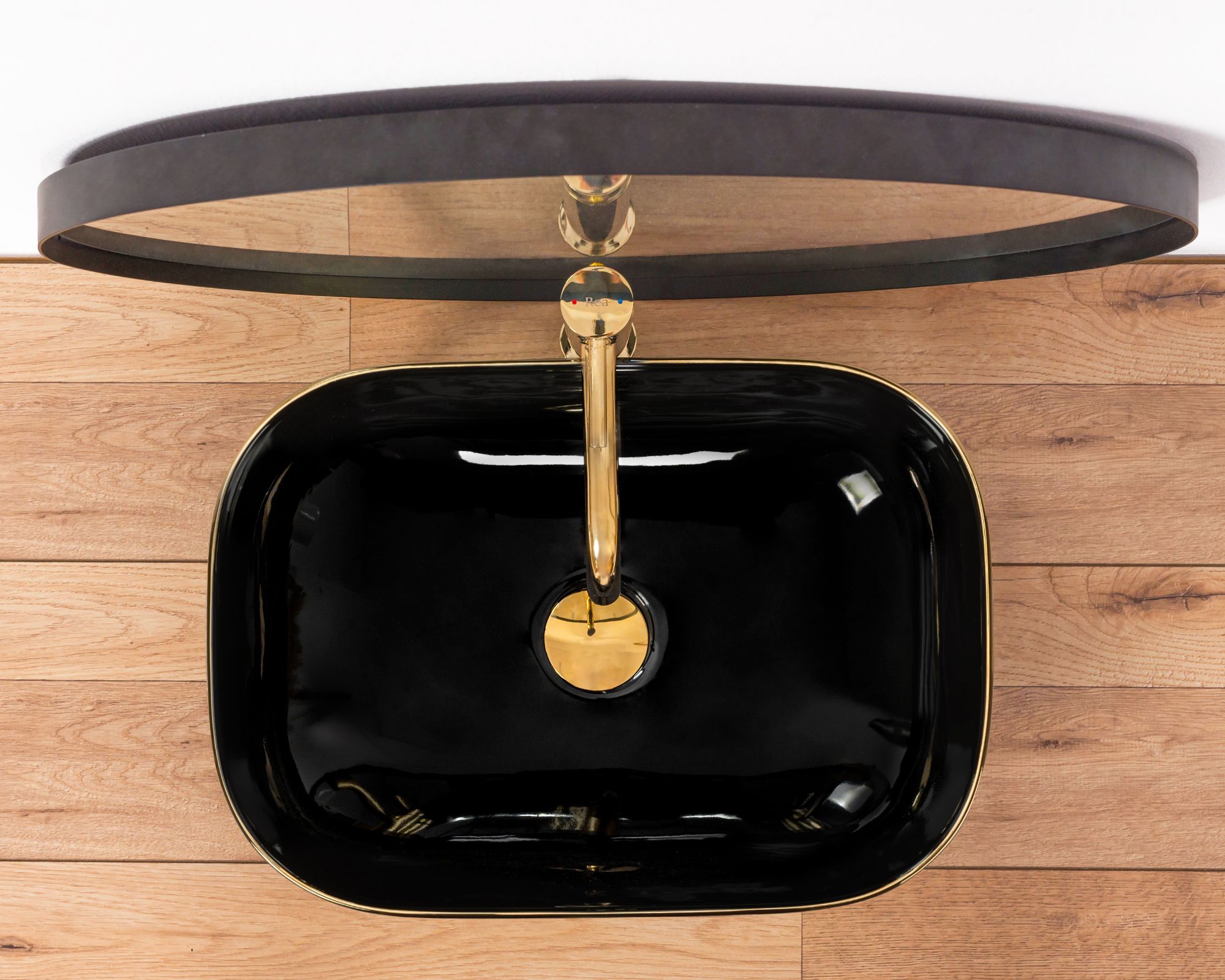 Umywalka nablatowa Rea Belinda Black/Gold Edge