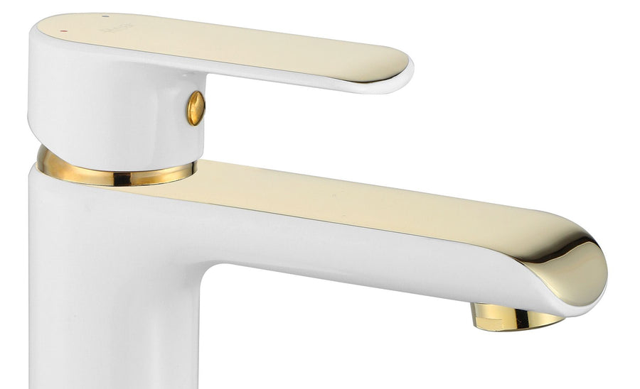 Bateria Umywalkowa REA BLOOM Biało Złota White Gold Niska