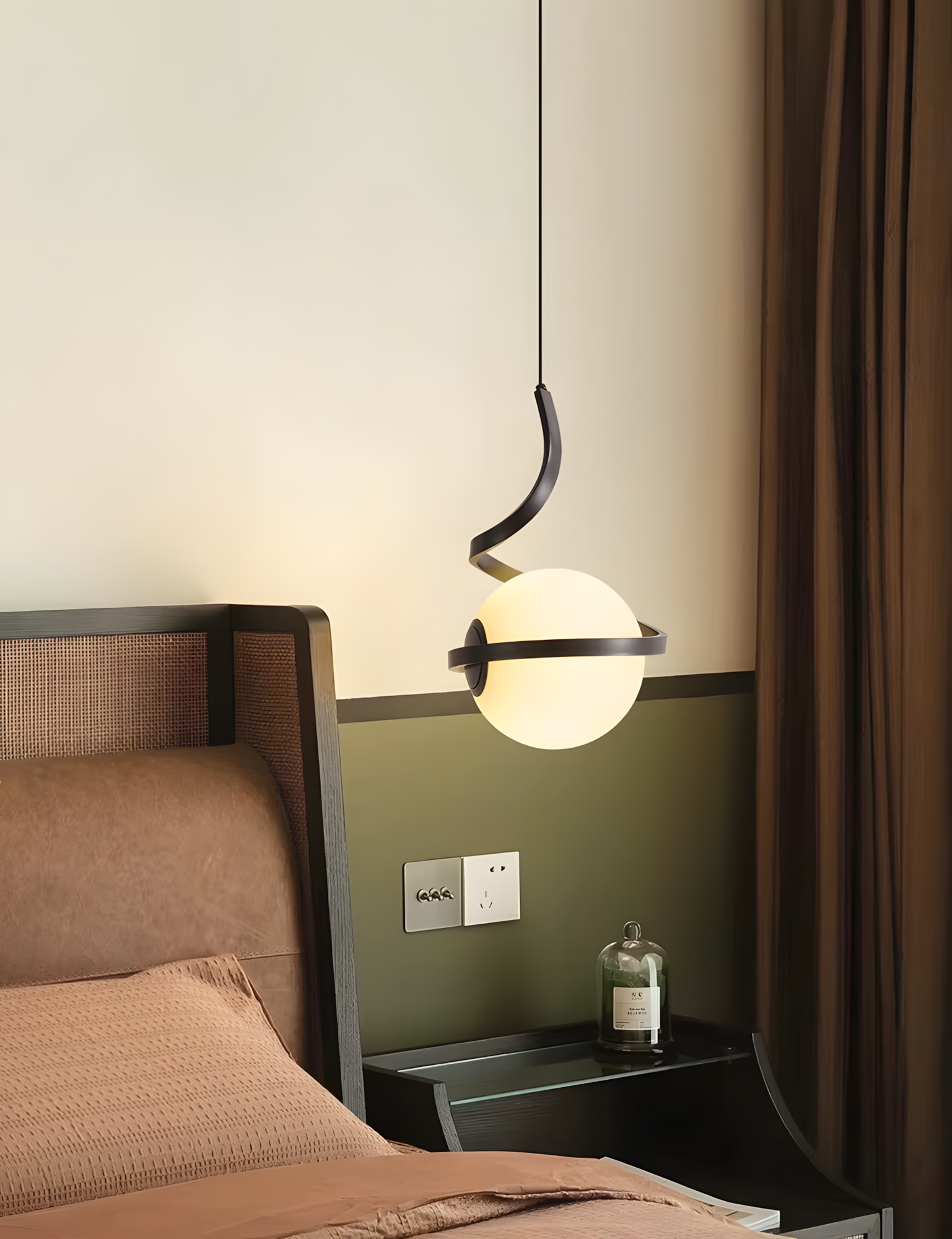 Lampa Wisząca Szklana Kula Spirala APP1732-1CP Czarna  5