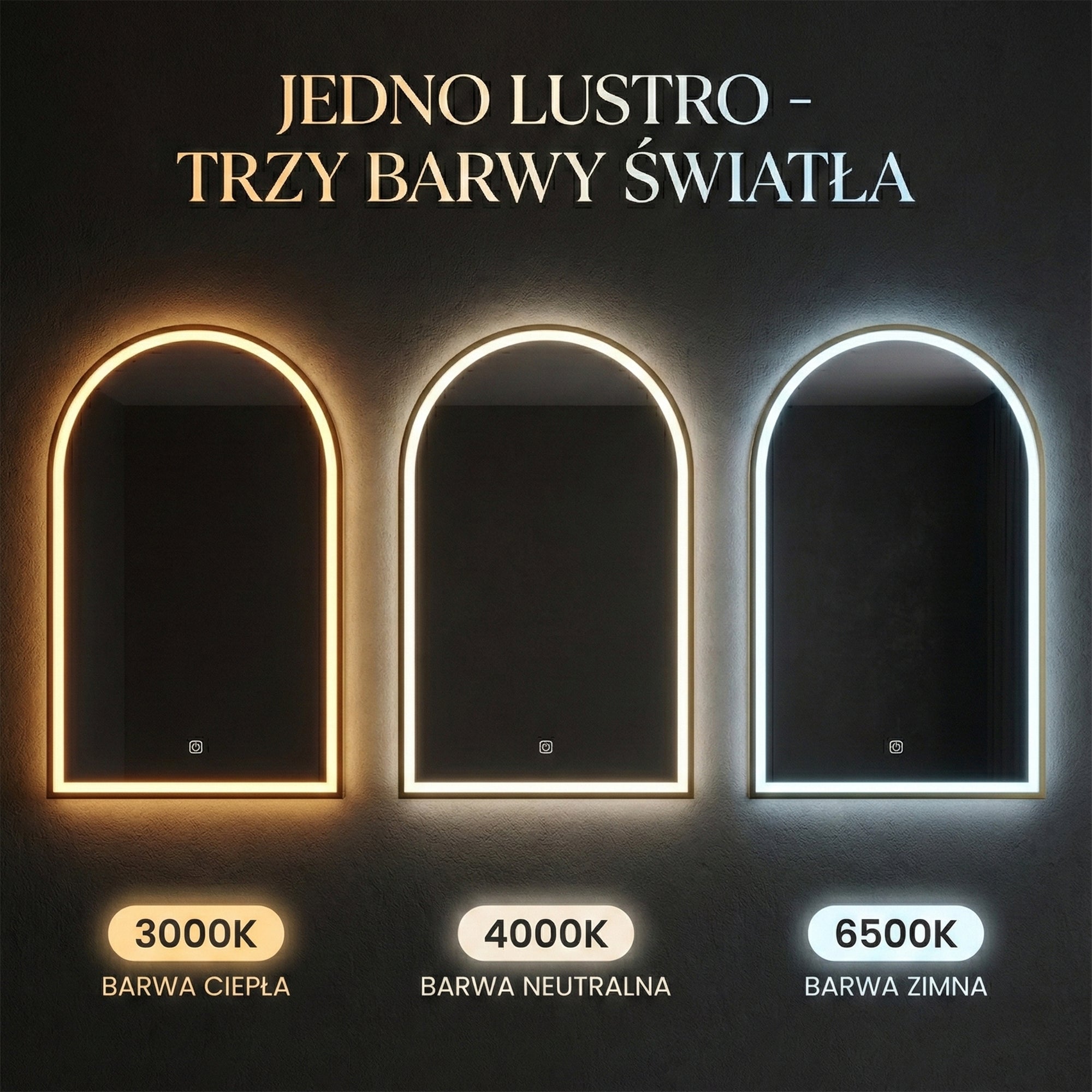 LUSTRO ŚCIENNE LED 60x100cm DART GOLD  5