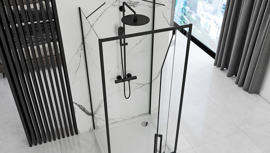 Kabina Prysznicowa Przyścienna Rea Rapid Swing Black 70x80