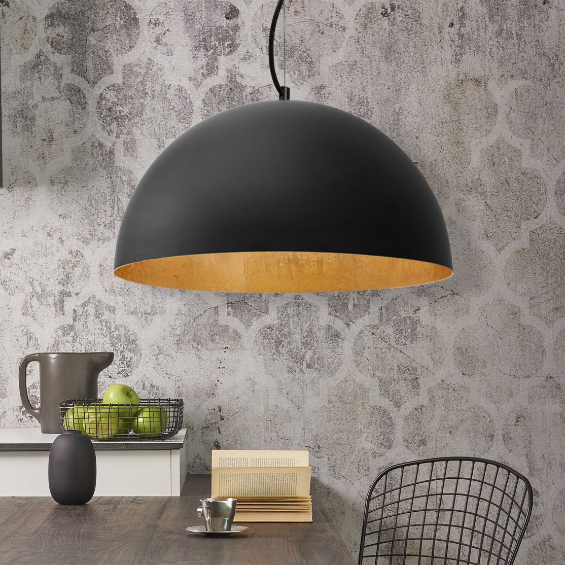 Lampa Sufitowa Wisząca Misa Metalowa 60cm APP380-1CP Czarna