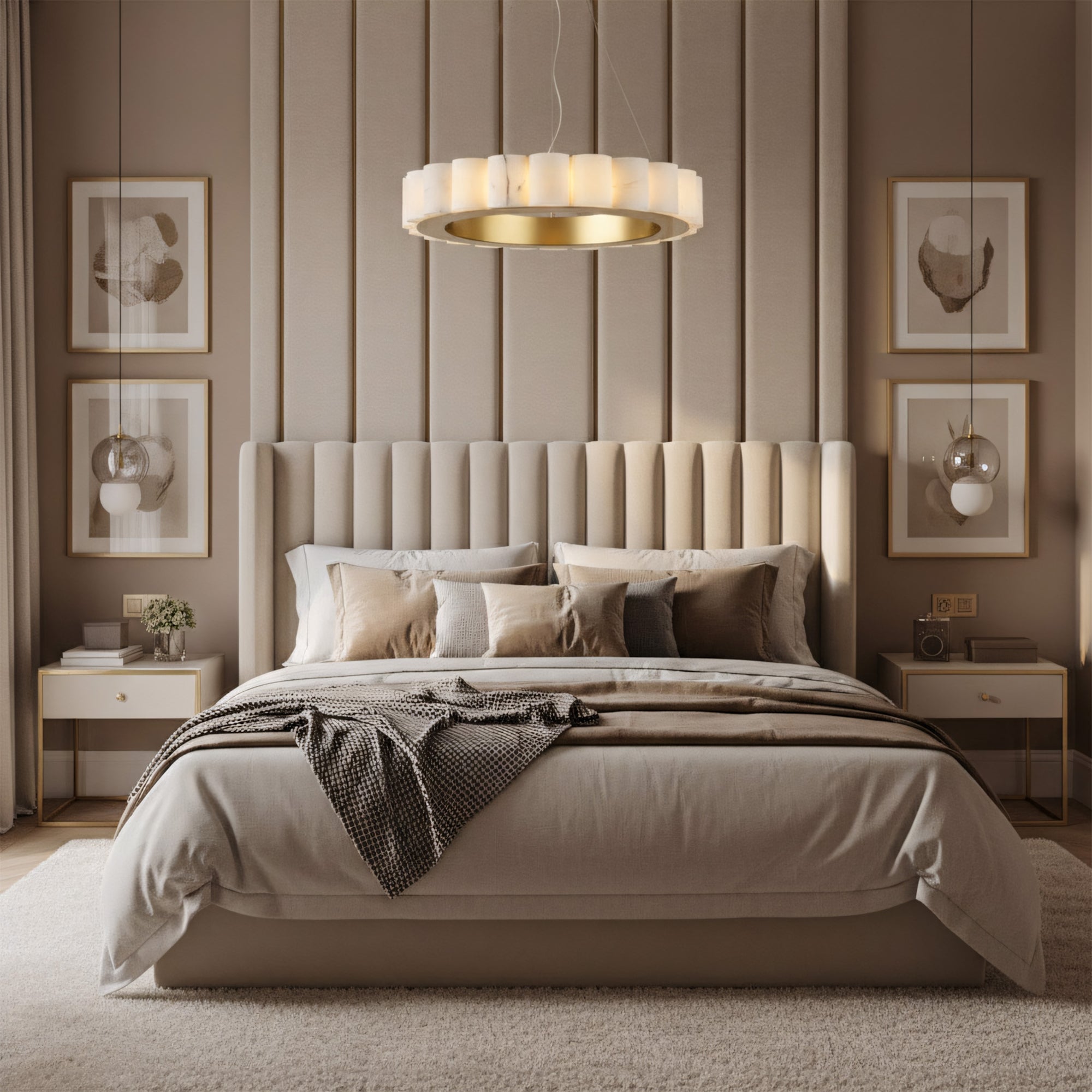 LAMPA SUFITOWA WISZĄCA LED APP1801-CP Brush Gold  4