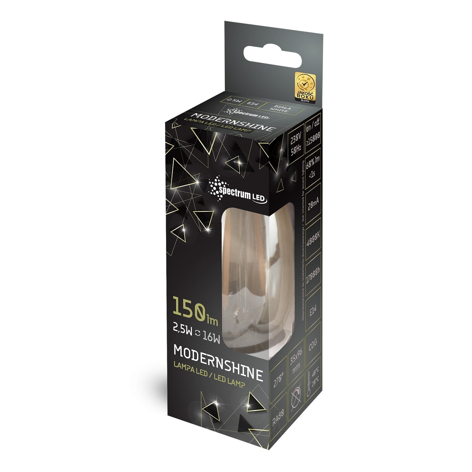 Żarówka LED Neutralna E-14 230V 2,5W Dekoracyjna Lustrzana 14467  2