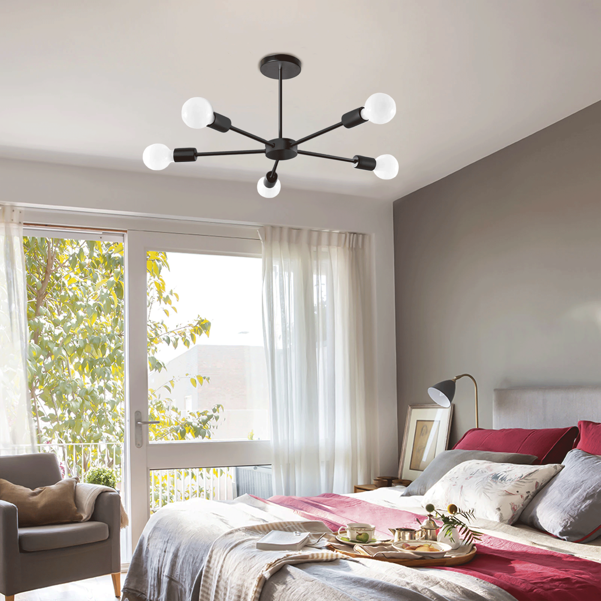Lampa Pająk 5 APP1024-5CP Czarna