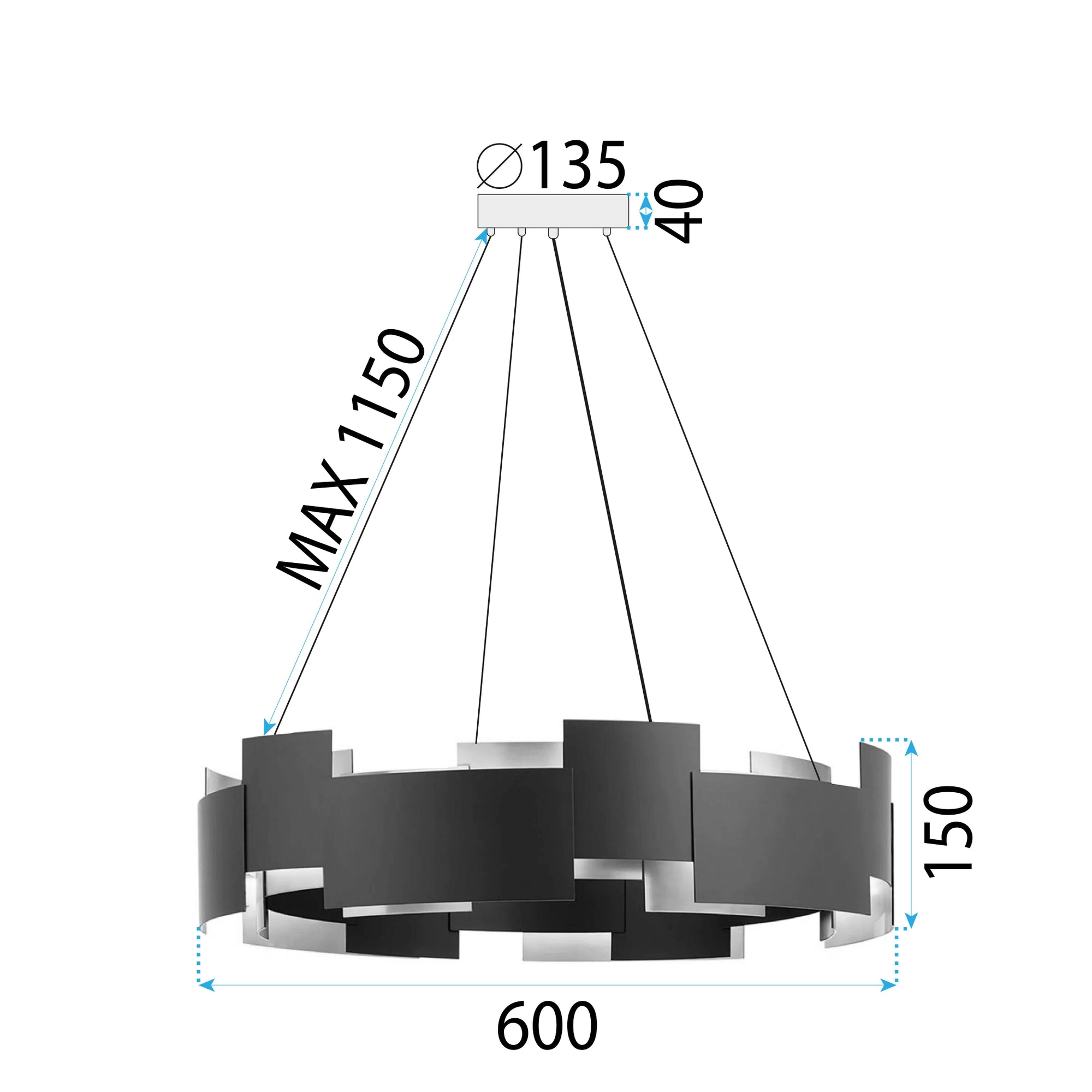 Lampa Sufitowa Wisząca Czarna APP1561-6CP  8