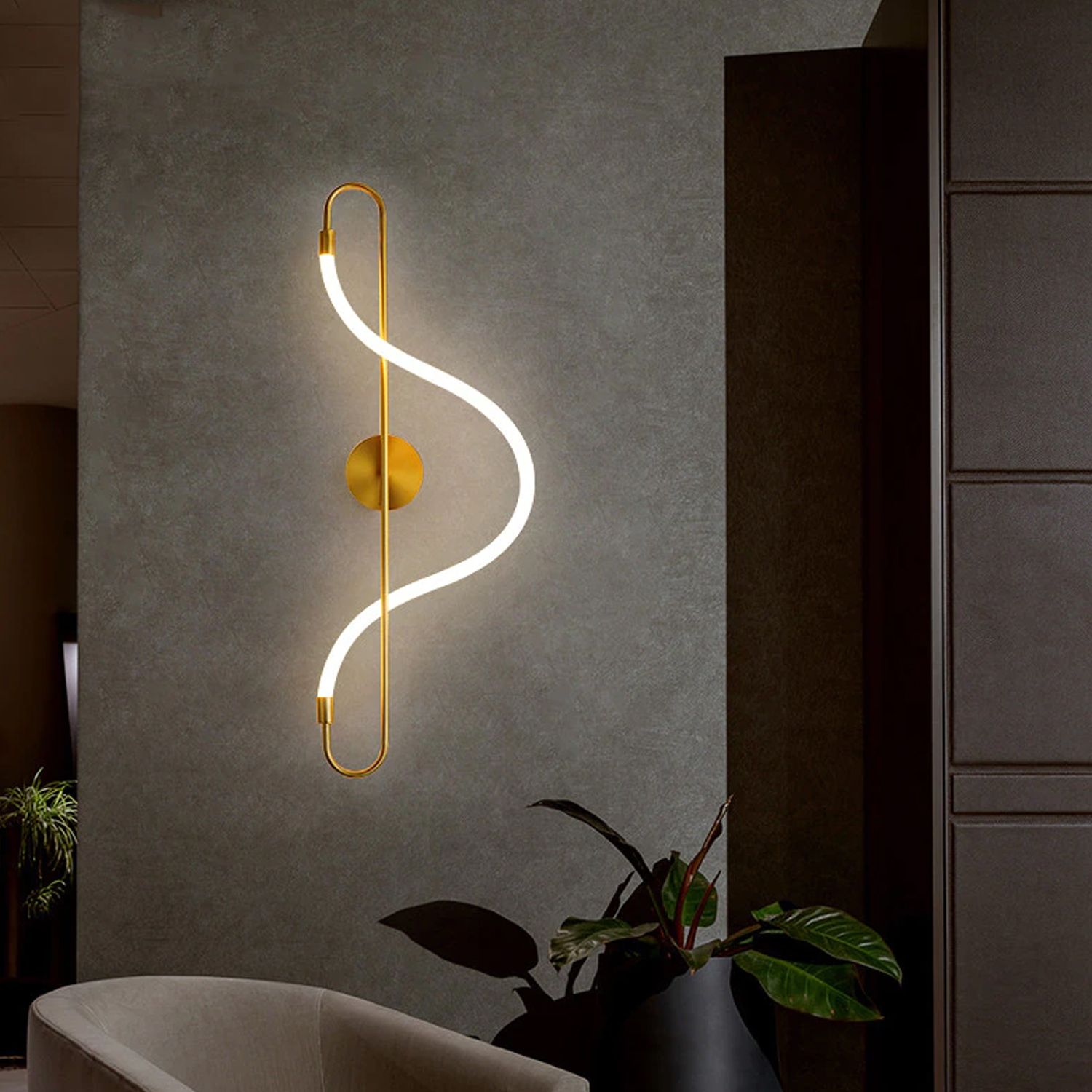 Lampa ścienna kinkiet LED APP858-W Long Złota
