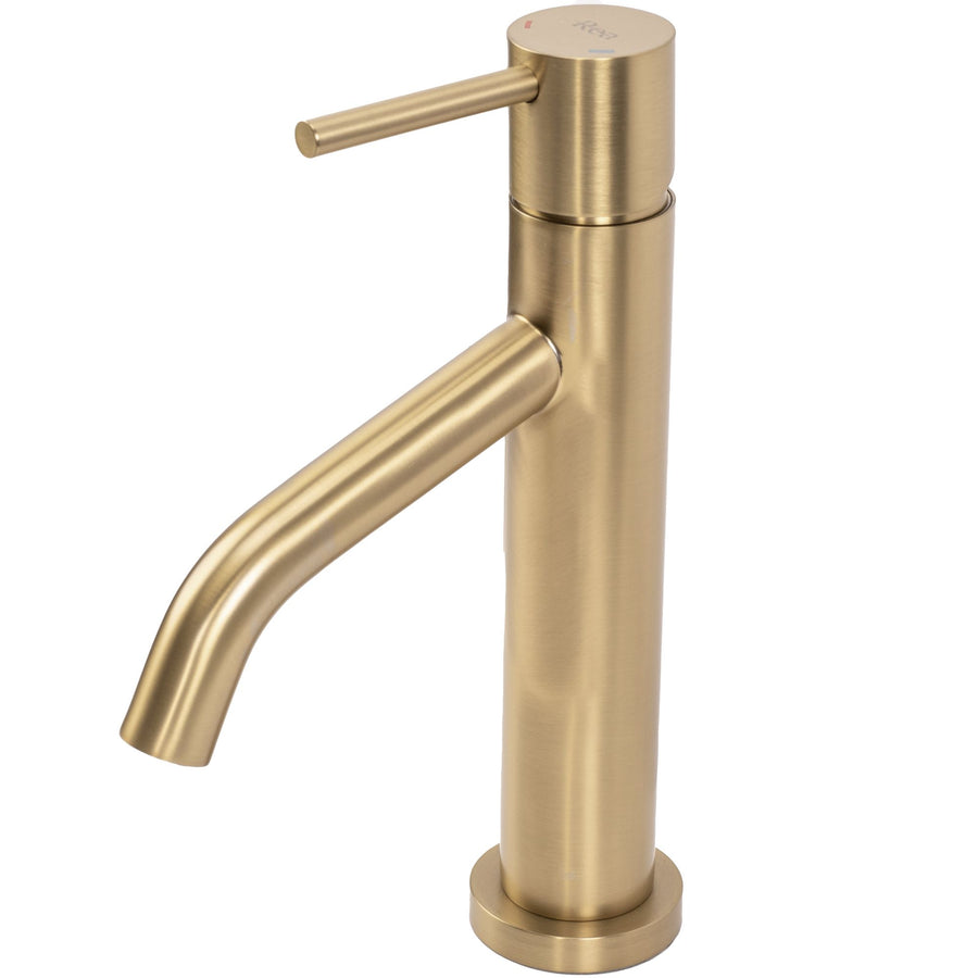 Bateria Umywalkowa REA LEVEL Szczotkowana Złota Niska Brush Gold