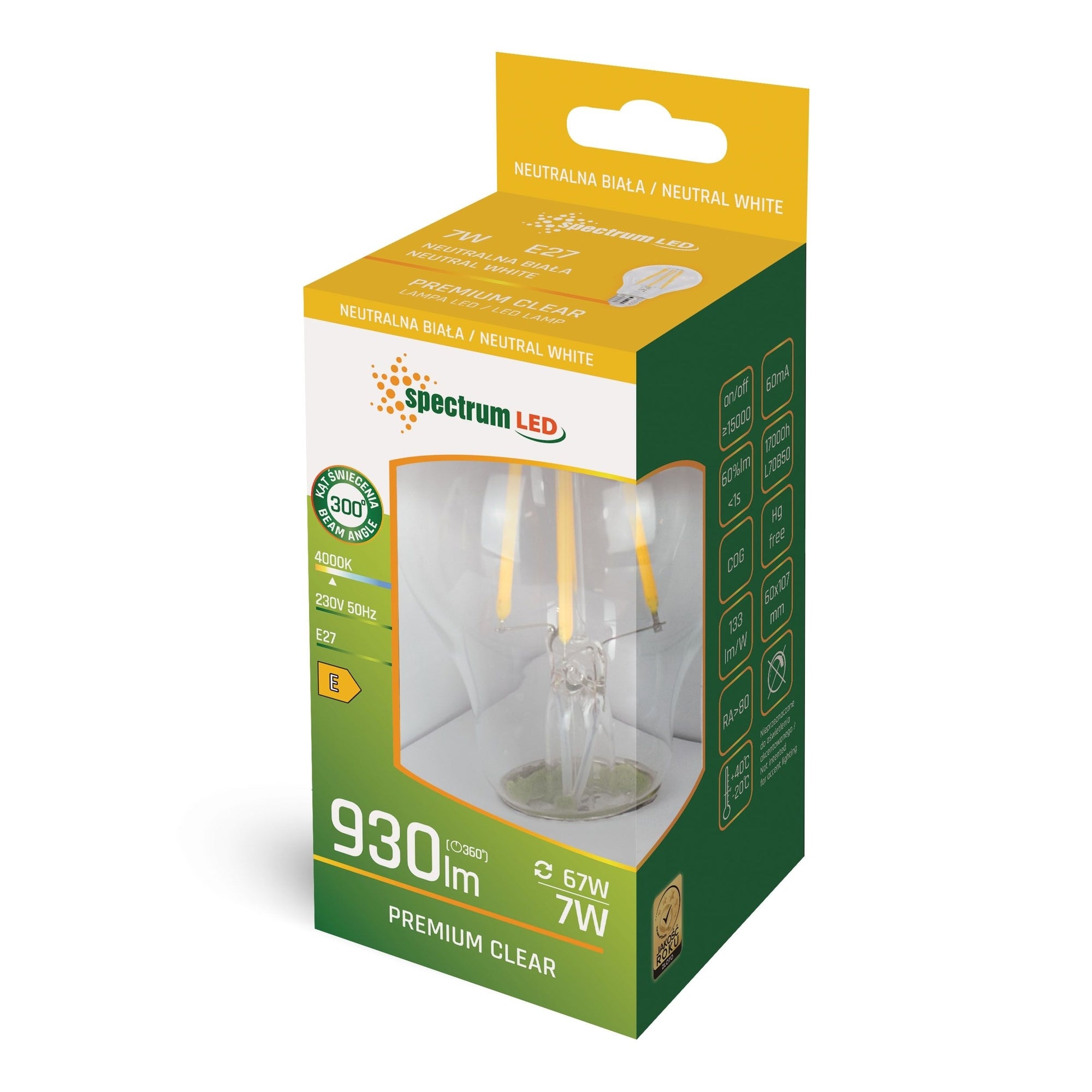 Żarówka Led Neutralna Gls E-27 230v 7w Cog Woj+14600  3