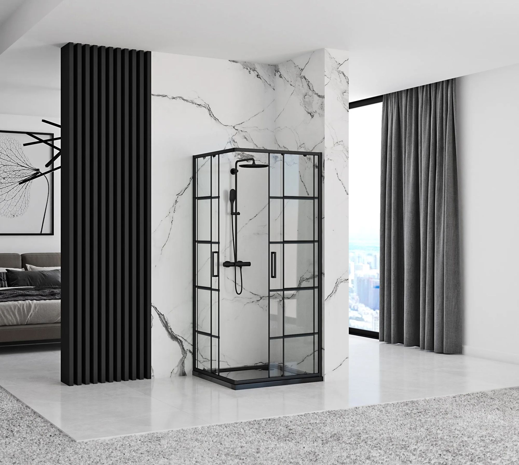 Kabina prysznicowa Rea Concept Black 90x90