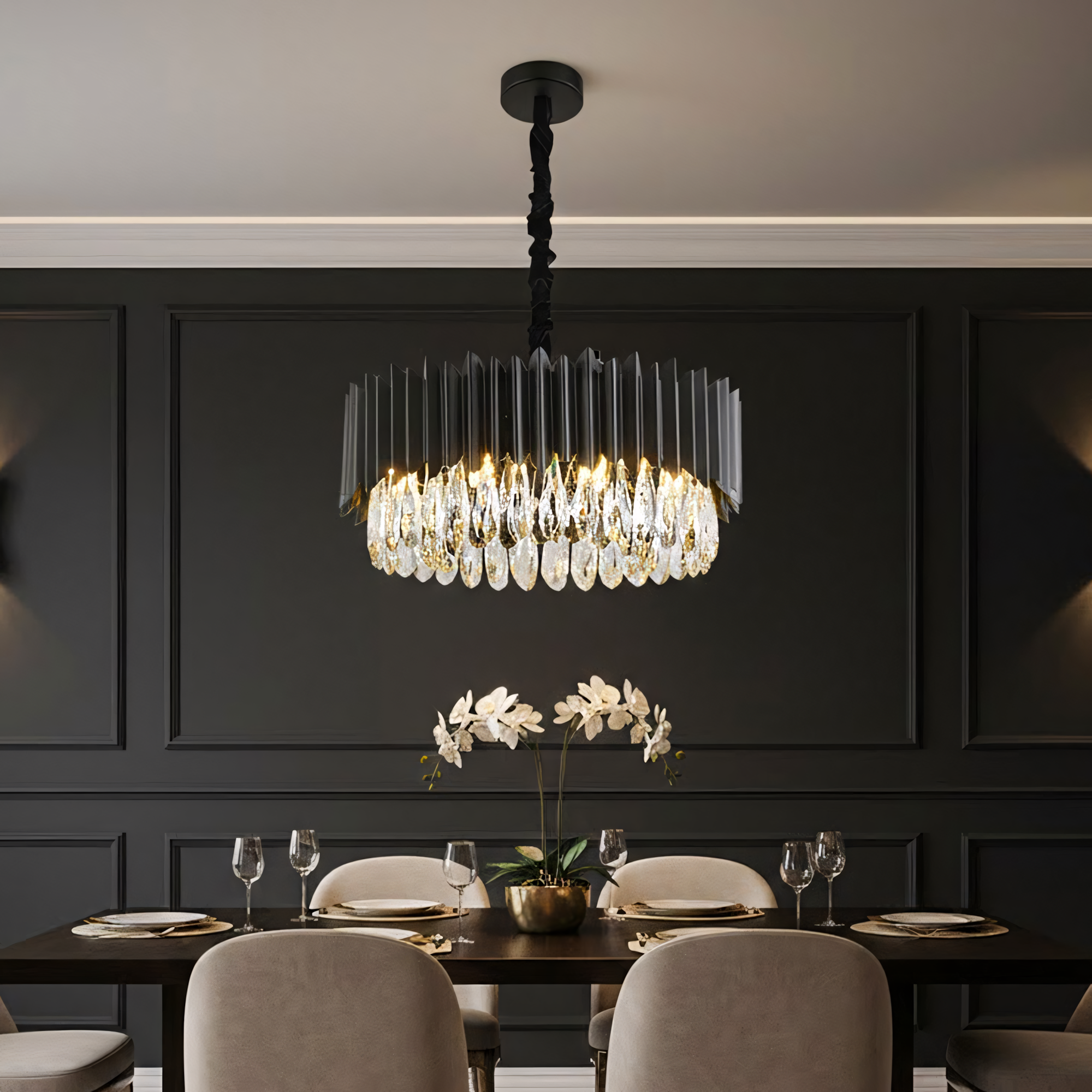 Lampa sufitowa wisząca APP1657-8CP Czarna  7