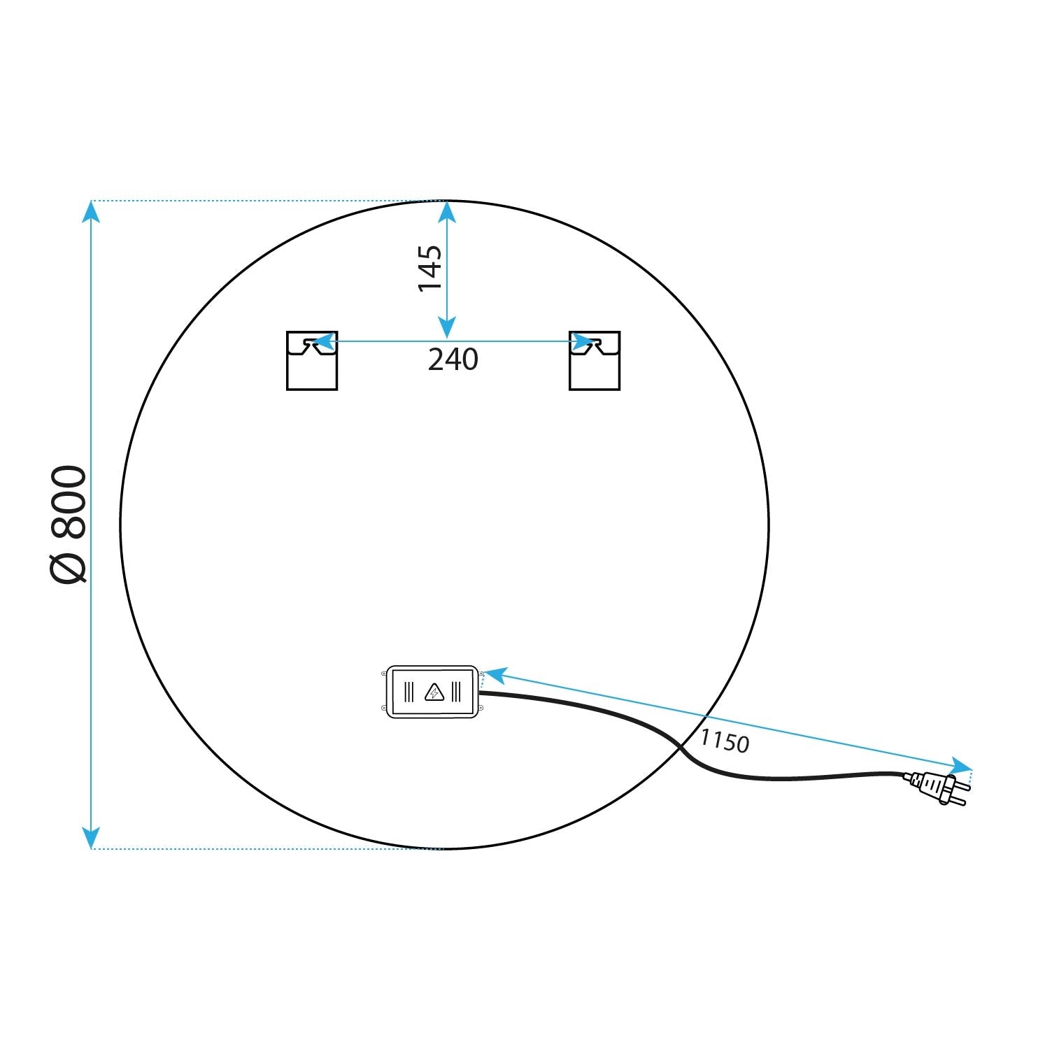 Lustro Ścienne Led 80cm Mmj Black  10