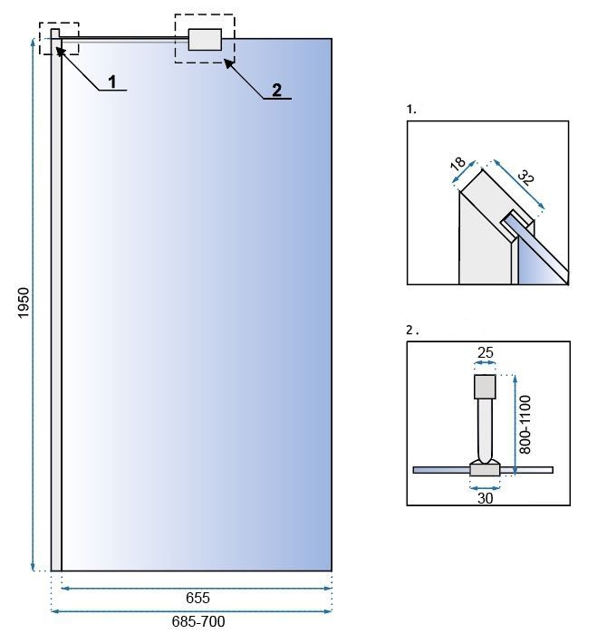 Ścianka prysznicowa Rea Aero N 70 Transparent