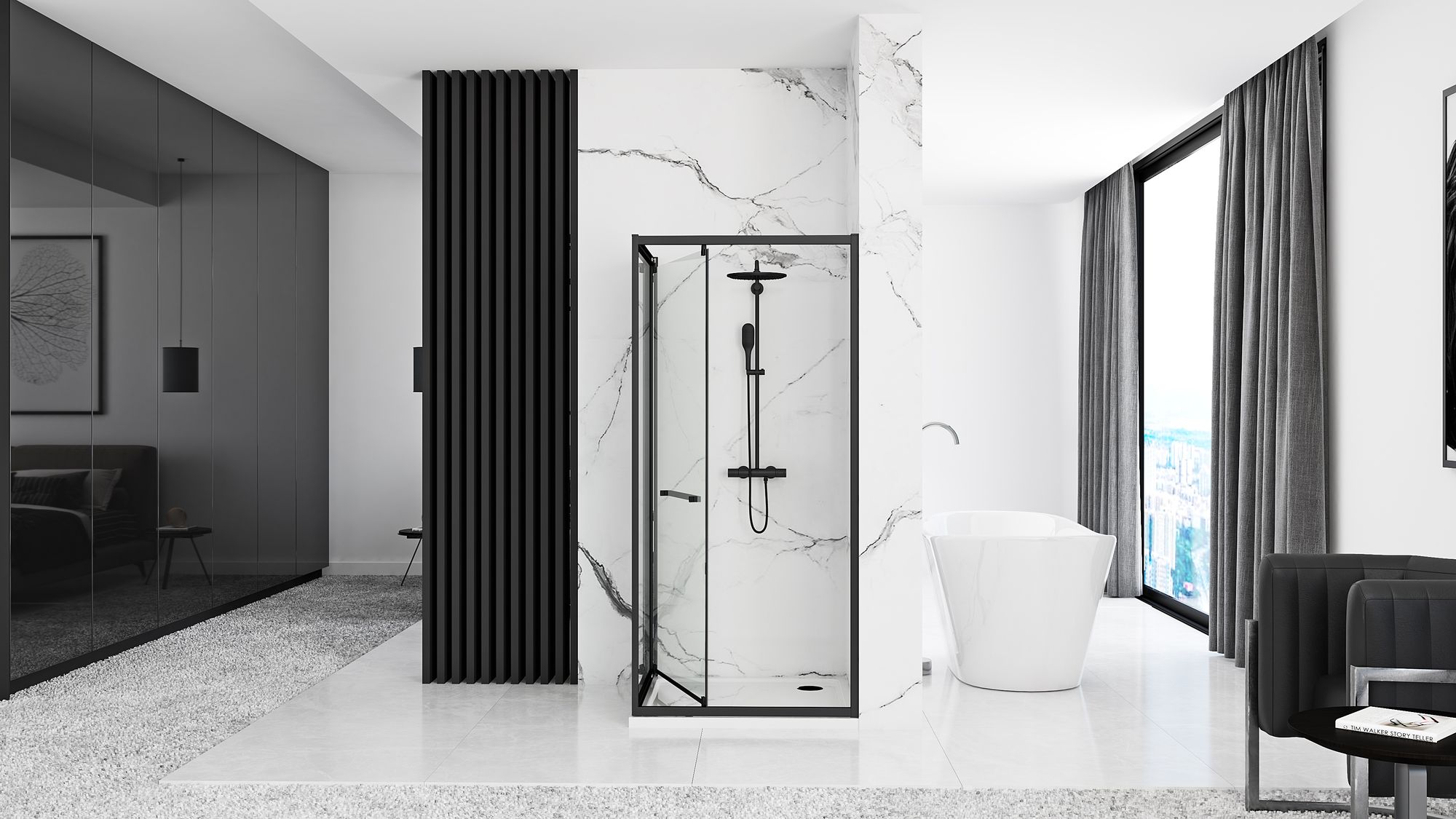 Kabina prysznicowa Rea Space In Black 90x90
