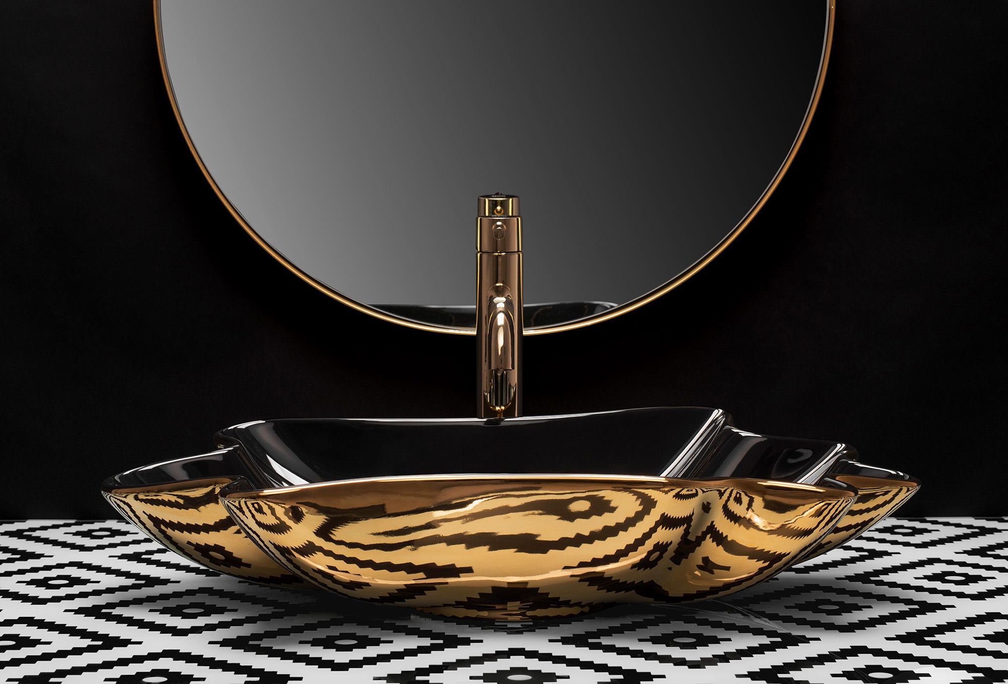 Umywalka REA Sea Infinity Gold/Black + Korek
