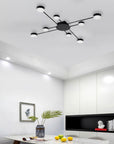 LAMPA SUFITOWA NOWOCZESNA 8-RAMIENNA LED APP523-8C Czarna