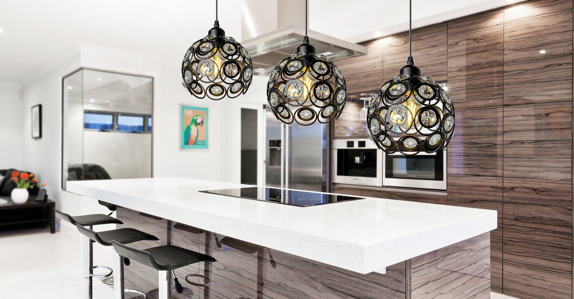 LAMPA WISZĄCA SUFITOWA KRYSZTAŁOWA APP206-1C Czarna  5