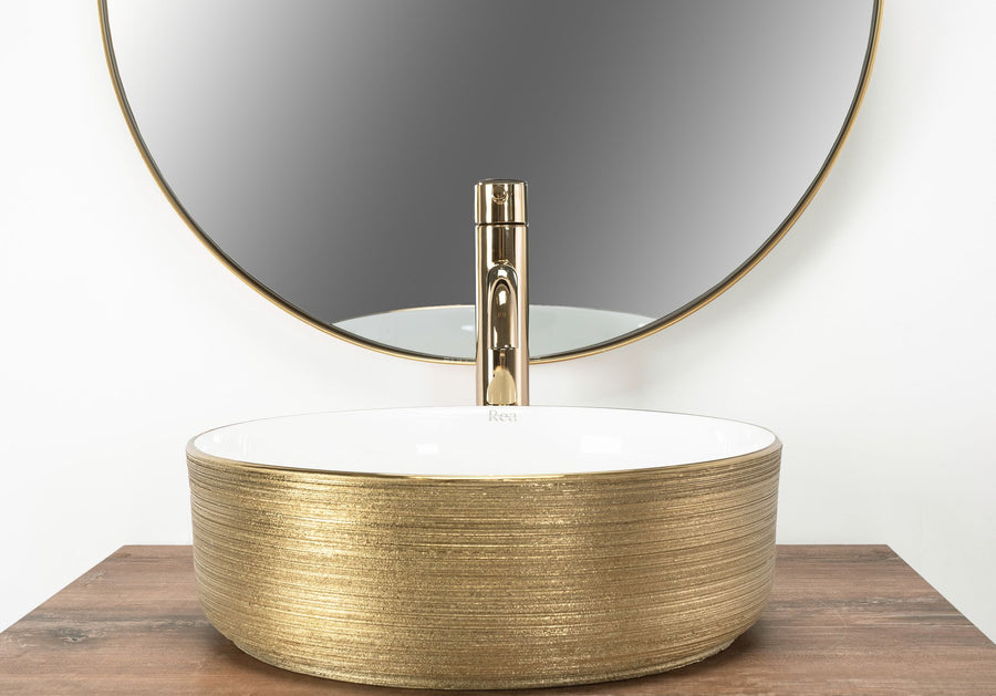 Umywalka nablatowa Rea Sami Brush Gold
