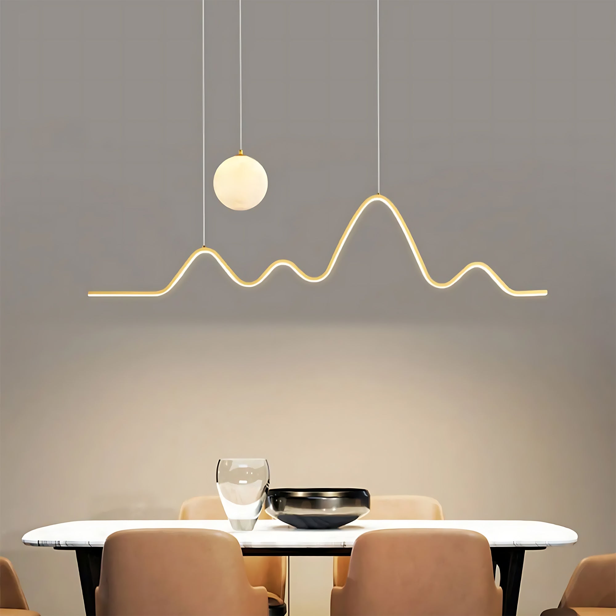 Lampa Wisząca Led Lhj034-cp 120 Cm Złota Szczotkowana  2